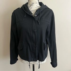 Brandy Melville Black Hooded Utility Jacket